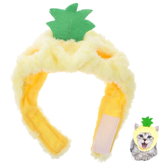 EXHUMKY 1Pc Comfortable Pet Headband Yellow Pineapple Style Soft Fabric Cat Headpiece