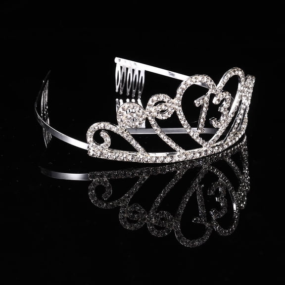 EXHUMKY 1PC Mini Rhinestone Crown Alloy Silver Hair Comb for Birthday Decoration Women