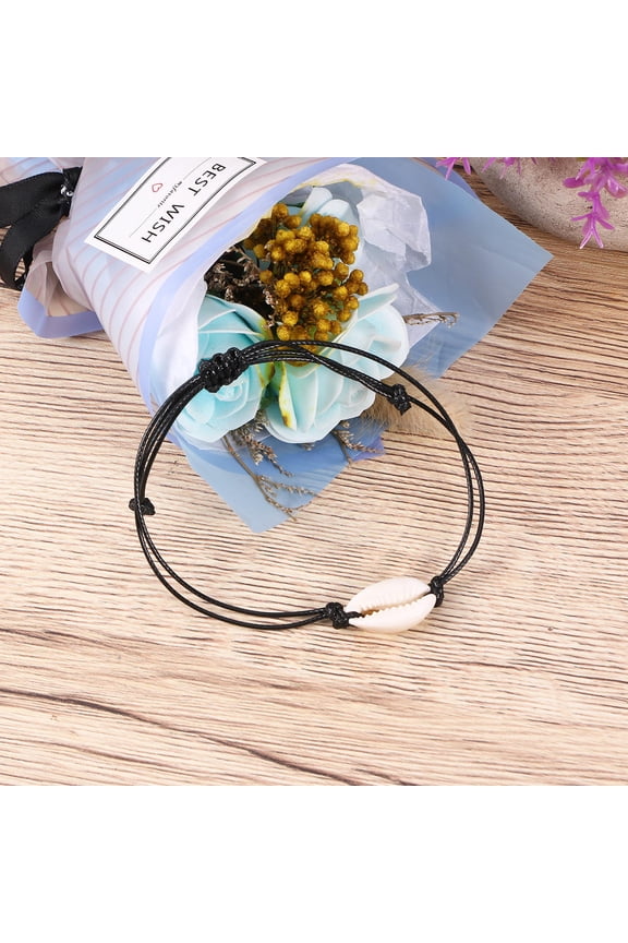 1Pc Simple Black Shell Bracelet Hand Knitted Lightweight Comfortable Skin Friendly