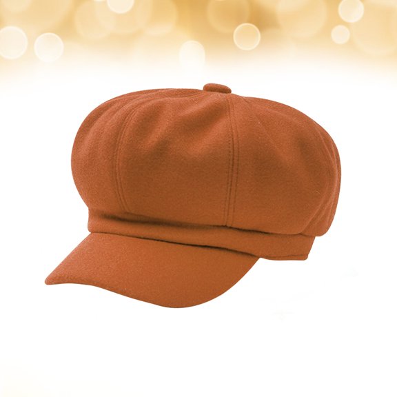 EXHUMKY Chocolate Wool Beret Hat for Women and Men, Warm Octagonal Woolen Cap, Stylish Fashion Accessory