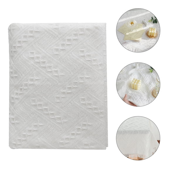 EXHUMKY White Fringe Tassel Table Cover for Home Decor, Decorative Tablecloth and Jewelry Display