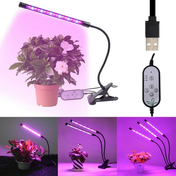 EXHUMKY 1Pcs Black Grow Light Lamp for Indoor Plants with Adjustable Gooseneck and Dimmable Levels 30x25x2.6in