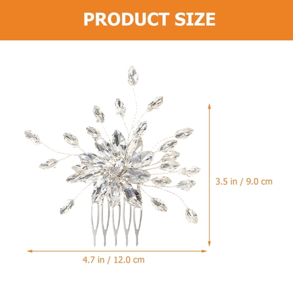EXHUMKY 1Pcs Bridal Hair Accessory Silver Alloy Comb for Wedding and Parties