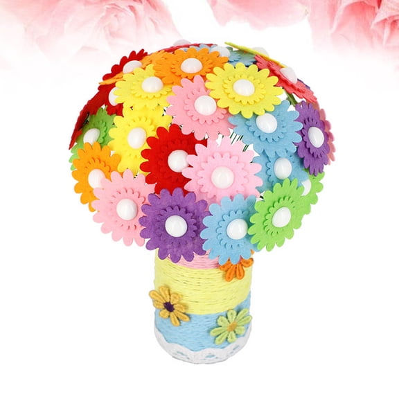 EXHUMKY 1Pcs Button Flower Assorted Color Buttons Bouquet DIY Handcraft Experience for Children