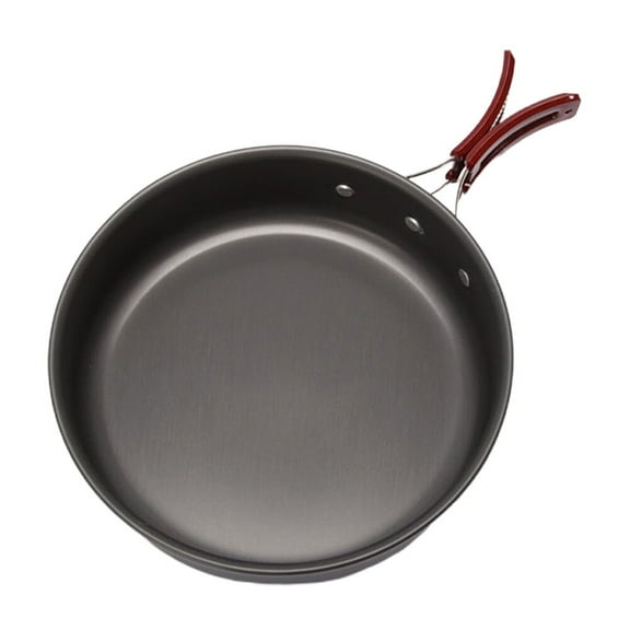 EXHUMKY Black Outdoor Cooking Frying Pan for Home Use Foldable Handle No Harmful Coating