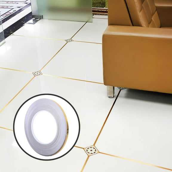 EXHUMKY 1Pcs Tile Sticker Golden High Gloss PVC Self-Adhesive for Living Room and Kitchen Flooring Tiles