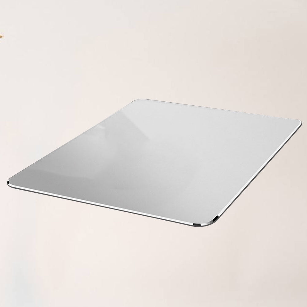 EXHUMKY 1Set Aluminum Alloy Mouse Pad Silver Rectangular for Home Use Office Work Gaming 11.8x6.7x0.1in