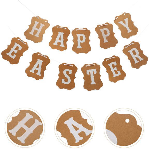EXHUMKY 1Set Brown Easter Party Banner Decorative Hanging Flag for Cheerful Holiday Decor