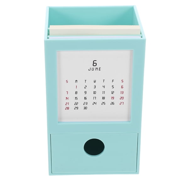 EXHUMKY Retro Tabletop Calendar Stand Green Plastic for Office Stationery Organization