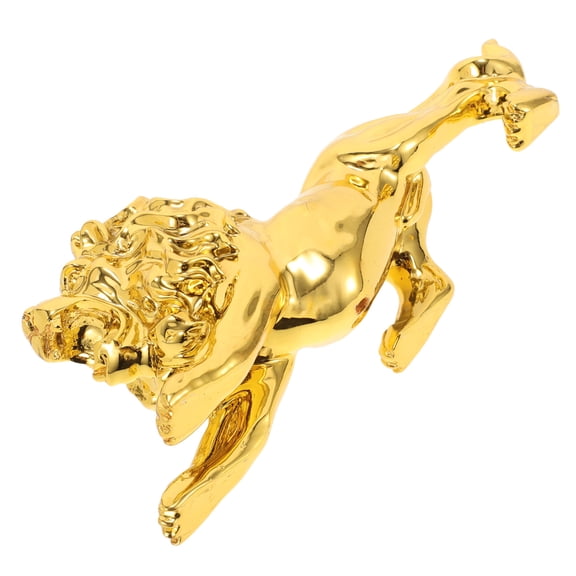 EXHUMKY 1Set Lion Figurine Golden Resin for Car Decor 11.4x3.7x2.6in