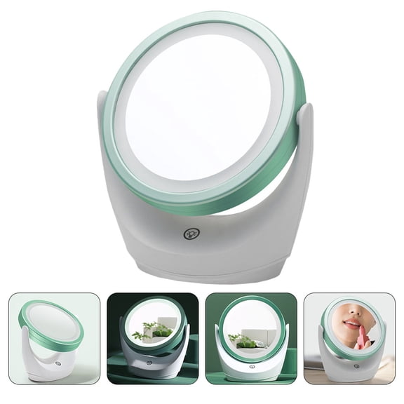EXHUMKY 1Pc Desktop Smart Dimming LED Makeup Mirror Green with High Definition Reflection