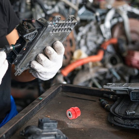 EXHUMKY 1Set Red Plastic And Bearing Steel Chain Roller Pulley For Motorcycle Chain Tension Adjustment