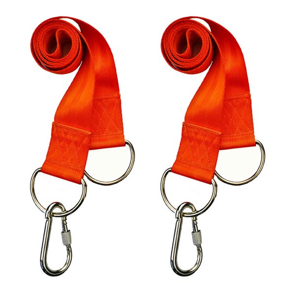 EXHUMKY 1Set Tree Hanging Straps for Hammocks Orange Polyester Heavy Duty with Lock Carabiners