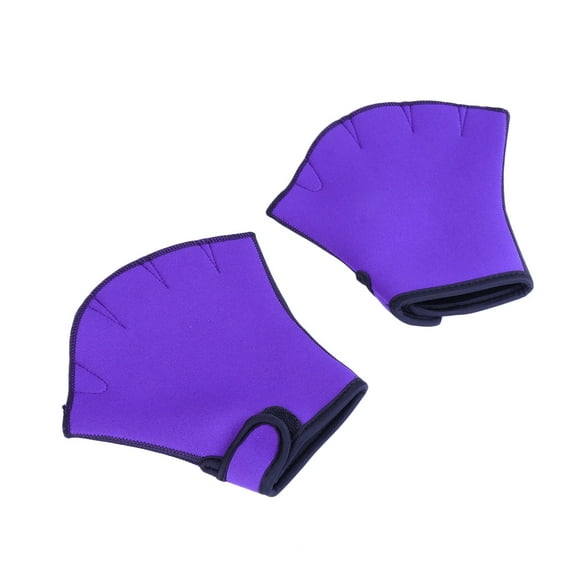EXHUMKY 1pair Webbed Swim Gloves For Aquatic Training Half Finger Design Fit For Strengthening Muscles Water Purple S