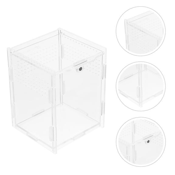 EXHUMKY Transparent Acrylic Reptile Box Small Pet Feeding Container with Ventilation for Lizards, Snakes, and Amphibians