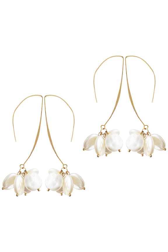 2 Pairs Drop Dangle Earrings for Women Modern with Elegance White Alloy Bridal Jewelry