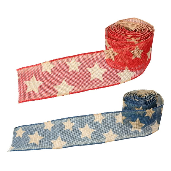 EXHUMKY 2 Rolls Assorted Color Aircraft Ribbon for Wrapping, Party Decorations, Independence Day and Holidays