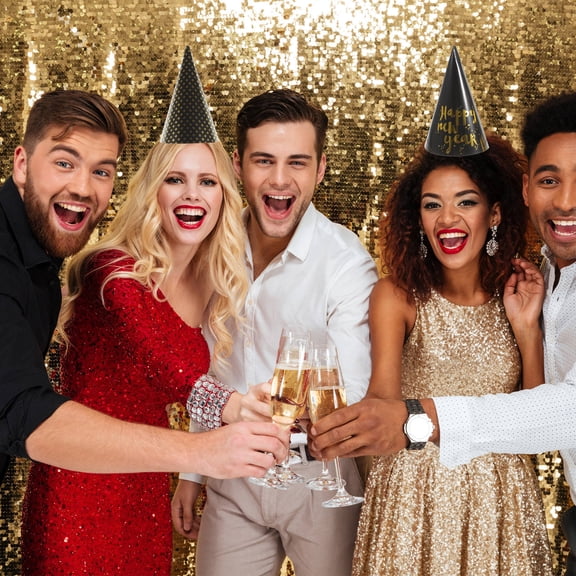 EXHUMKY 20Pcs Assorted Color Cone Hats Paper Party Hats Shiny Decorative Caps for New Year