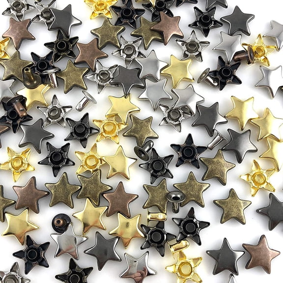 EXHUMKY 200 Sets Decorative Clothing Rivets Metal Star Studs for Diy Craft Projects