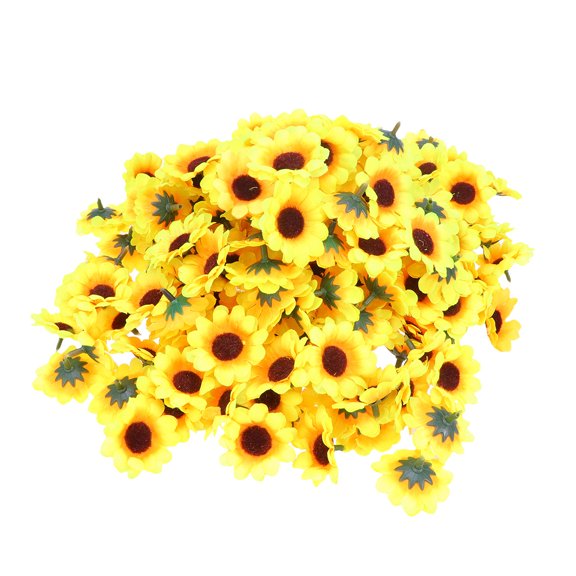 EXHUMKY 200Pcs Fake Sunflower Heads Silk Cloth Assorted Color Sunflower Decoration for DIY Crafts