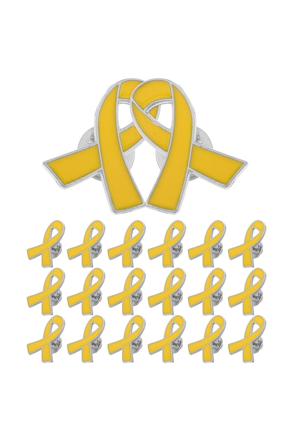 20Pcs Ribbon Pin Awareness Ribbon Pin Zinc Alloy Yellow Cute Bow for Women Charity Events