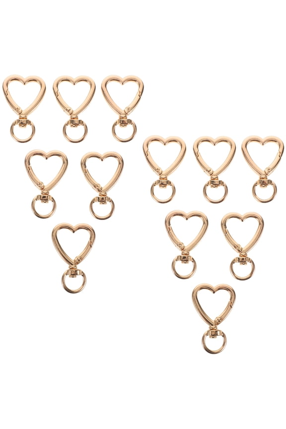 Golden Heart Shaped Keychain Clip Zinc Alloy Easy Snap Mechanism 20Pcs