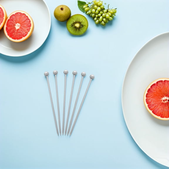 EXHUMKY 20Pcs Plated Silver Metal Fruit Forks and Appetizer Skewers for Elegant Cocktail Decoration