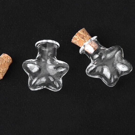EXHUMKY 20Pcs Star Shaped Glass Bottles with Cork Transparent Small Wishing Jars for Home Decoration