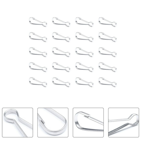 EXHUMKY 20pcs Clip Hooks Stainless Steel Keychain Hooks Silver Non Rusting for Equipment