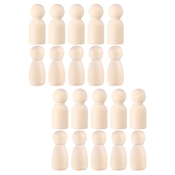 EXHUMKY 20pcs DIY Painting Peg Dolls Educational Tool Wood Pegs for Crafts Beige