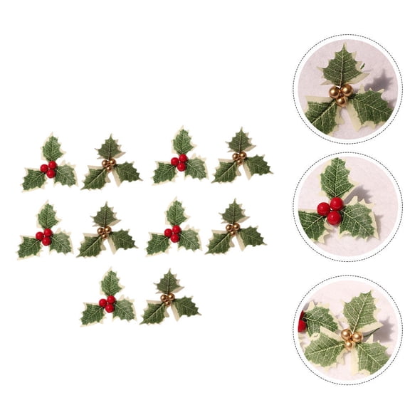 EXHUMKY Red Artificial Fruit Leaf Decor 20Pcs Christmas Simulation Plant Ornaments for Holiday Home Decoration