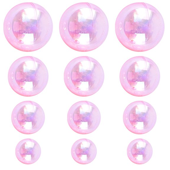 EXHUMKY 24Pcs Pink Plastic Ball-Shaped Cake Decors Light Reusable Balls Toppers for Party Decor