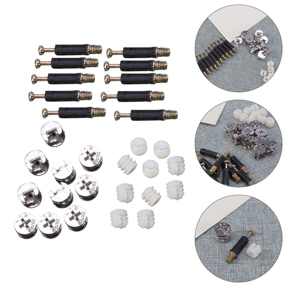 EXHUMKY 24Sets Cam Screw Fittings Furniture Connector Dowels with High Strength and Stable Connection
