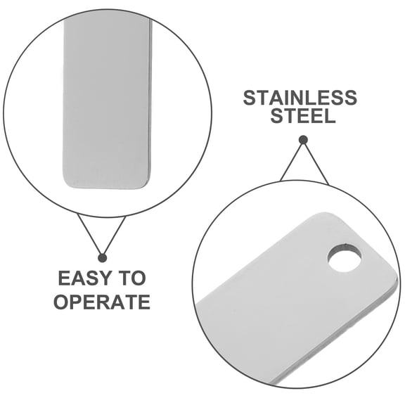 EXHUMKY 25Pcs Metal Keychain Blanks Stainless Steel Rectangle Stamping Tags with Mirror Finish for Travel