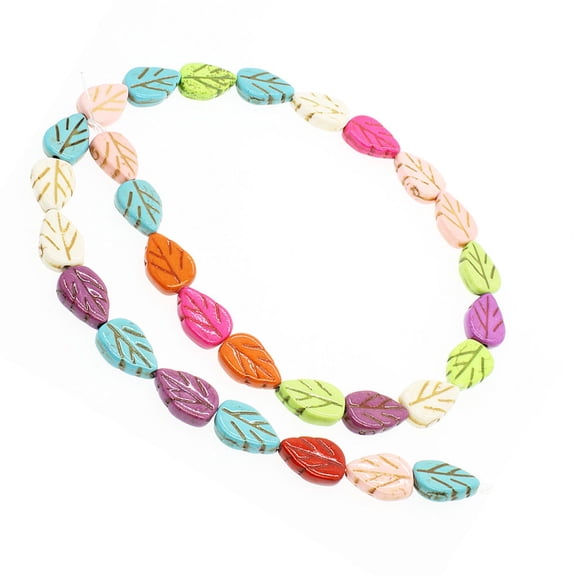 EXHUMKY Craft Stone Bead Leaf Grain Shape Multi 27 Pcs