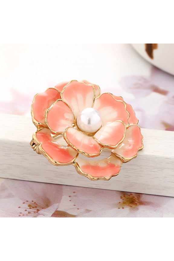 Floral Enamel Brooch Set for Women, 2-Piece Alloy Pins, Stylish Flower Accessories for Jackets and Bags