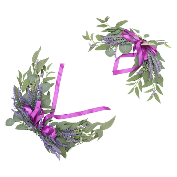 EXHUMKY Wedding Party Decorations Fake Lavender Flowers Violet Silk Cloth 2 Pieces Elegant Floral Decor