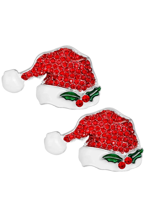 2Pcs Santa Hat Shaped Brooch Pin Multi Color Shell Material Elegant Decorative Breastpin
