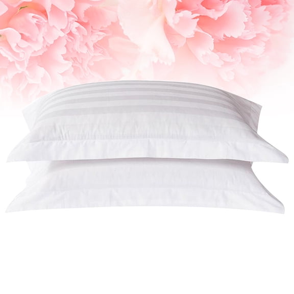 EXHUMKY 2Pcs White Cotton Pillow Case Pillowslip Easy Care Bedding for Guesthouse Hotel
