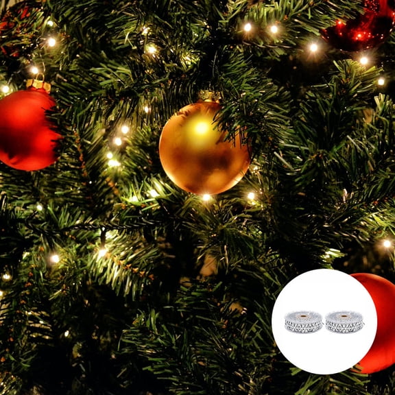 EXHUMKY 2Pcs Glitter Metallic Ribbon Trim Snowflake Design Made of Polyester for Valentine's Day Decoration