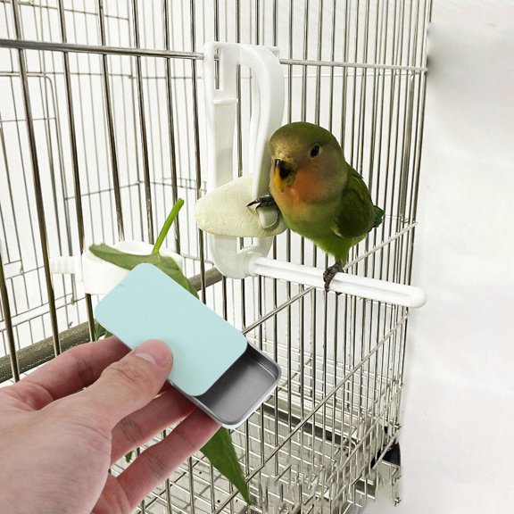 EXHUMKY 2Pcs Durable Metal Bird Feeder Box Simple Design Slide to Open