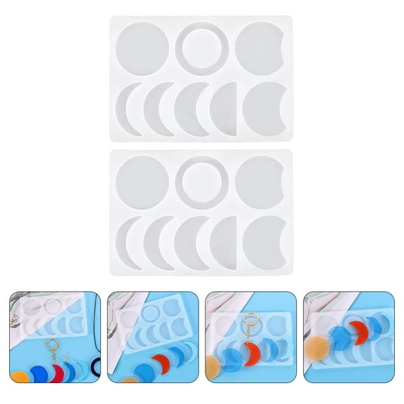 EXHUMKY 2Pcs Durable Moon Shape Silicone Mould for Epoxy Resin Ornaments and Pendants
