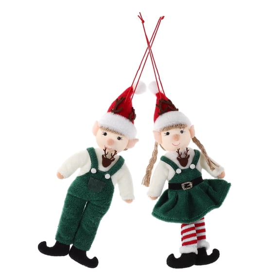 EXHUMKY Elegant Christmas Tree Elf Plush Pendant Hanging Decorations, Soft Fabric, Green, 2Pcs