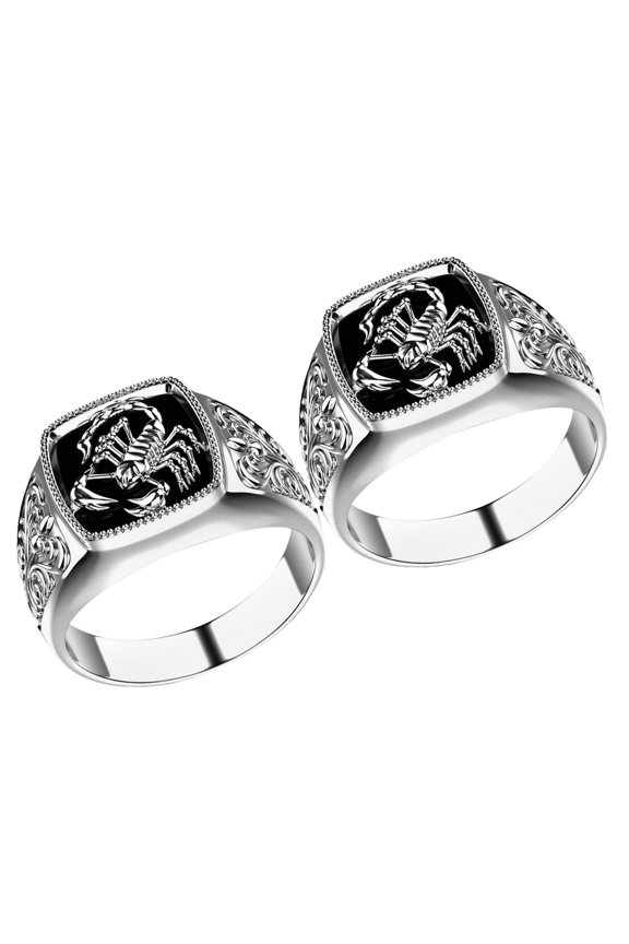 2Pcs Men's Scorpion Finger Rings Stylish Metal Jewelry with Unique Intricate Multi Color Design