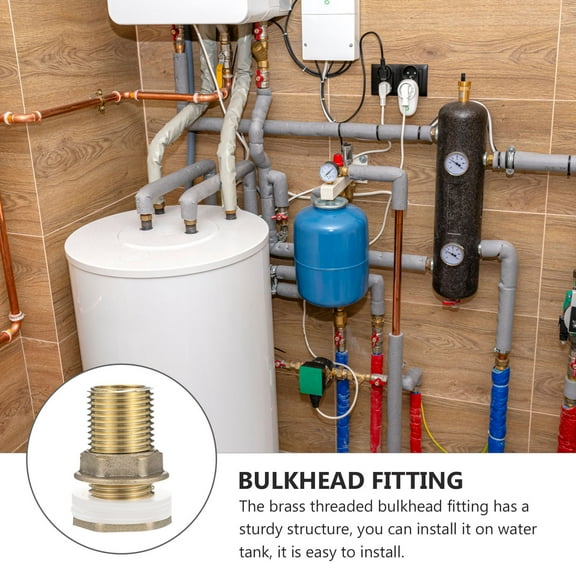 EXHUMKY Copper Water Tank Fittings Brass Threaded Couplers 2 Pieces Plumbing Connectors
