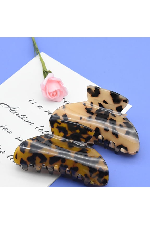 2Pcs Leopard Print Hair Claws Jaw Clips Vintage Acetate Hair Accessories for Adults