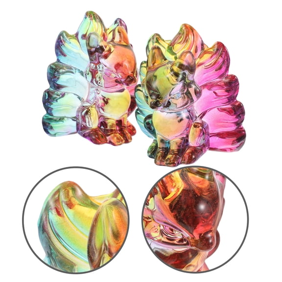 EXHUMKY Crystal Fox Figurine Assorted Color Hand Carved For Home Office Desk Table Decor And Collectors