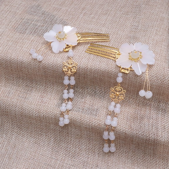 EXHUMKY Handmade Tassel Hair Comb Headwear Classical Fairy Hair Clip 2Pcs