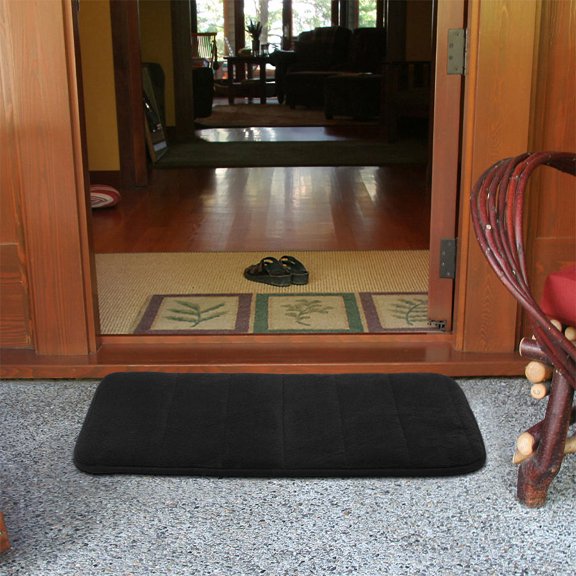 EXHUMKY 2Pcs Indoor Door Mat Black Memory Foam Absorbs Water Non Scratch Backing Entryway Rug