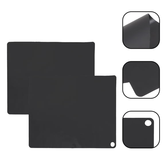EXHUMKY 2Pcs Black Silicone Induction Cooktop Mats Heat Resistant Protective Pads for Kitchen Countertops